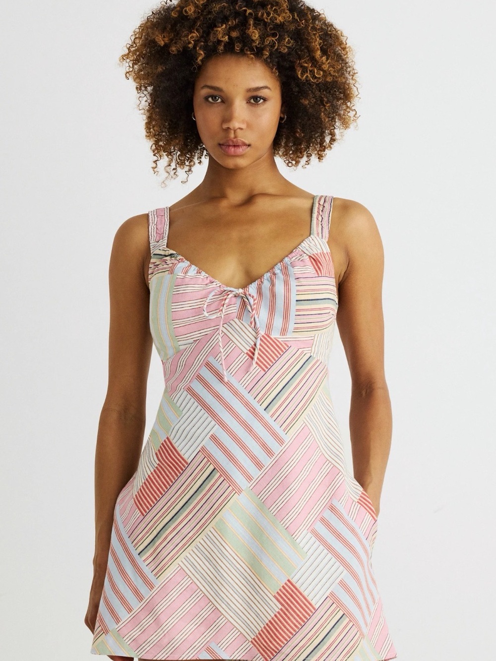Abercrombie & Fitch Pastel Patchwork Mini Dress - Pink & Blue